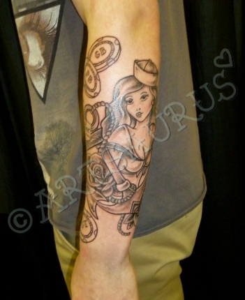  navy Pin up Roses sailor girl shaded Tattoo posted in Art Tattoo